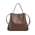 Sac seau en cuir marron avec poignée et lettrage de la marque en finition premium - Marron