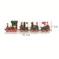 Green wooden Christmas train ornament with Santa and snowman figures, 25.5cm length - Green