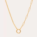Collier asymétrique plaqué or 18 carats avec chaîne trombone et fermoir à ressort - Collier à Maillons Ouverts No.8
