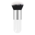 Flat top foundation brush with black and white synthetic bristles and silver ferrule - Small Chubby White Silver White Tip Hair