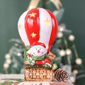 Adorno de muñeco de nieve en globo aerostático con luces y estrellas caladas - Muñeco de nieve