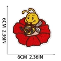 Detailed 6cm bee on red flower embroidery patch with precise stitching and white border - Little Bee On Flower Style (W18MF-135-12)