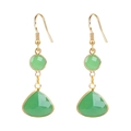 Elegant gold drop earrings with emerald green faceted waterdrop crystal stones - E1973 / Green