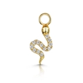Golden snake charm with zircon stones and polished finish for personalized jewelry - CC034 Snake / Gold