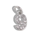Silver number 9 jewelry pendant with sparkling cubic zirconia stones in micro pave setting - Number 9 / Silver
