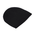Detailed view of the black ribbed knit texture and soft fabric of this winter beanie - Black