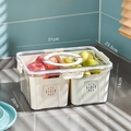 Grande contenitore frigo trasparente con cestello di drenaggio bianco e coperchio saldo - Extra Large 2 Scomparti Bianco Crema