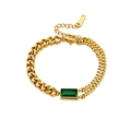 Eleganter 18K vergoldeter Edelstahl Armband mit rechteckigem Smaragd-Edelstein - Armband
