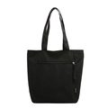Classic black canvas tote bag featuring a front zipper pocket and dual handles - Tote Bag / Black