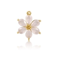 Detail of 18K gold-plated six-petal flower pendant with soft pink translucent petals - Six-Petal Flower Pendant (DZ00091 White)