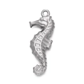 Silver seahorse pendant in stainless steel with detailed texture for DIY jewelry - Steel 534# Large Seahorse / 10*26.5mm