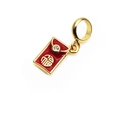 Red enamel lucky red envelope charm with golden Fu character for DIY bracelets - Red Fu Envelope Charm