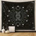 Tapiz de pared minimalista negro y blanco con motivos de sol y luna para decoración - 73*95CM / Tela Cepillada