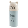Portable light blue cartoon travel toothbrush cup with bear ears and cute bear patterns - Nordic Blue