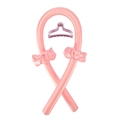 Detailed set of pink silk heatless hair curlers with matching scrunchies and a claw clip - Flamingo Pink