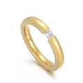 Minimalistischer vergoldeter Edelstahlring mit rundem Zirkonia in Spannfassung - US 10 / Gold (KR85956-K)