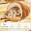 Tabella taglie per cuccia calda a forma di lumaca in pile per gatti e cani piccoli - S (40*30cm) / Marrone