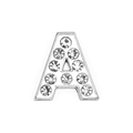 Silver alloy letter A charm with sparkling rhinestones for DIY pet collar accessories - 10mm / Letter A with Rhinestone