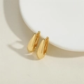 Boucles d'oreilles gouttes dorées minimalistes avec finition brillante sur socle - Plaqué or 14K forme en U lisse / Doré