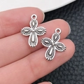 Ciondolo a croce vintage in lega d'argento con texture perlata per gioielli fai da te - Croce-13x19mm-1,1g