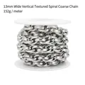 13mm stainless steel hip hop twist chain with vertical texture on a white spool - 11mm Vertical Spiral Chain*1 Meter