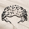 Elegant black beaded headband with woven mesh design and sparkling rhinestone accents - Black