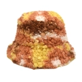Dettaglio di un cappello da pescatore tie-dye con spessa trama in lana di agnello - M (56-58cm) / Giallo