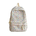 Weißer Canvas-Rucksack für Damen mit bunten Punkten und praktischer Reißverschlusstasche - Einzelne Tasche / Weiß
