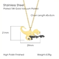 Golden dinosaur pendant necklace in stainless steel with 18K gold vacuum plating finish - Dinosaur Style (LN1320)