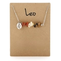 Leo zodiac necklace with silver chain, constellation pendant and colorful natural raw stones - Leo