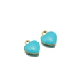 Sky blue heart enamel pendant with gold plated edges for DIY necklace making - Steel Base Blue Heart
