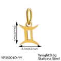 Detail view of gold Gemini zodiac pendant with exact size and weight specifications - Gold Gemini (Polished)