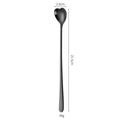 Black 304 stainless steel heart-shaped mixing spoon with 21.5cm long handle - Long Handle (21.5cm) / Black