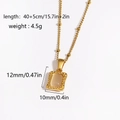 Gold perfume bottle pendant necklace with oval opal stone and beaded chain 40+5cm - Creamy White Gemstone (Style 1)