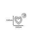 Zilveren labret-piercing van staal met zirkoonhart, maat 0,65 cm bij 0,63 cm - Hartvorm (HSPJ0154-1#) / Zilver