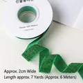 Green glitter Christmas ribbon roll 2cm width for gift wrapping and cake decoration - Glitter Gold Velvet Christmas Green 2.0cm