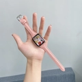 Pink leather slim waist watch strap detail view, compatible with smart watch accessories. - 42/44/45/49mm (S10 S11 46mm) / Pink