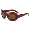 Lunettes de soleil bouclier futuristes avec verres marron pour le sport en plein air - Monture Thé Foncé Verres Thé
