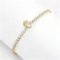 Luxurious gold-plated tennis bracelet with a sparkling crown heart pendant in gold - Gold White Zircon Bracelet