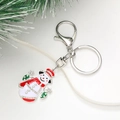 Close-up of a Christmas snowman keychain with colorful rhinestones and lobster clasp - Christmas Snowman A Style (Silver) (D2855)