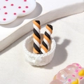 Macro shot of miniature white woven basket and spiral candy sticks for DIY crafts - White & Coffee 3-Color