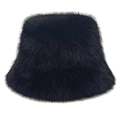 Dettaglio della texture in finta pelliccia nera soffice sul cappello invernale da donna - M (56-58cm) / Nero