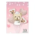 5-piece rose gold wedding balloon set with bride bear and pink heart shapes - Bear Bride 5PCS Set