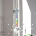 Silver tree of life suncatcher with colorful beads and crystal ball prism casting rainbows - Multi-layer Tree of Life Butterfly
