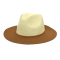 Dettaglio di un cappello di paglia bicolore con trama fine in crema e marrone - M (56-58cm) / Cachi & Crema