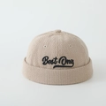 Beige corduroy miki hat for boys with black Best One embroidery and ribbed texture - 52cm (2-5 Years) / Best Letter - Khaki