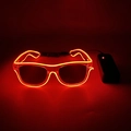 Detail of red LED glowing glasses with external battery pack for party atmosphere - Wired Regular Style / Red