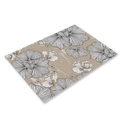 Linen placemat with black and white vintage floral line drawing pattern for Easter decor - CD002-15 Vintage Line Art Floral