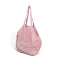 Minimalist pink mesh shopping bag in woven cotton with internal fabric lining - Pink