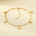 18K gold plated anklet featuring fish charms and polished round beads on a textured base - Little Fish Bead Polished Style(KJ4360-Z)